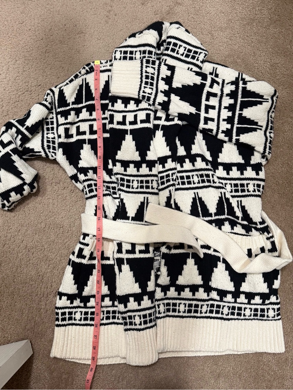 Ralph Lauren Black and White Geometric Shawl Cardigan - Picture 8 of 9